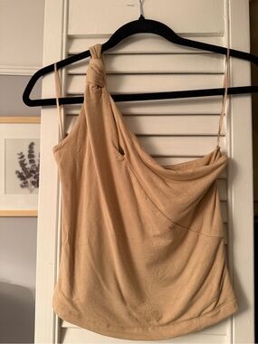 Dynamite Beige One-Shoulder Knot Camisole